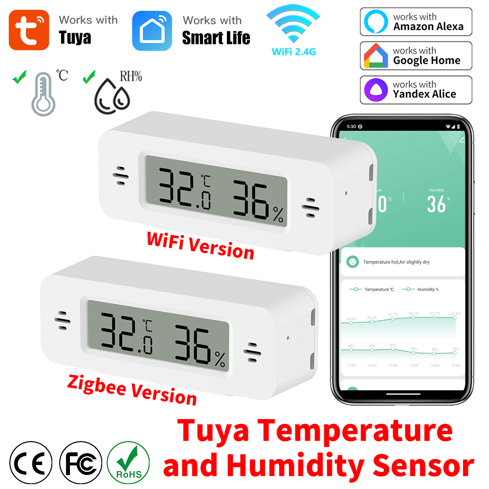 Tuya WiFi/Zigbee Temperature H - Digital Hygrometer Probe ulasan dan harga